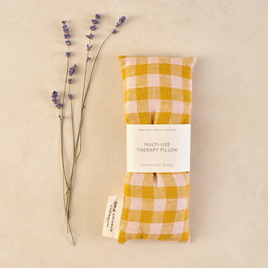 Multi-Use Small Lavender Therapy Pillow - Mustard & Pink Gingham