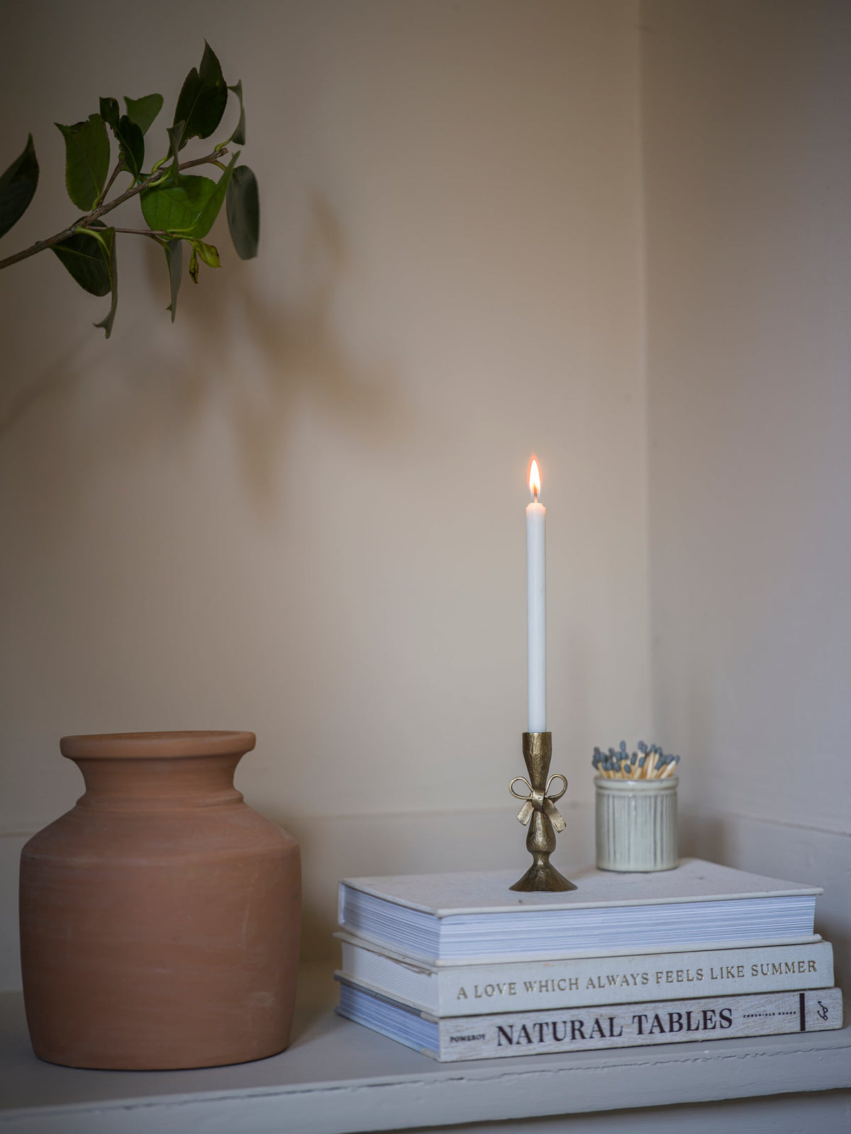 Antique Brass Finish Bow Candle Holder - 6 candles