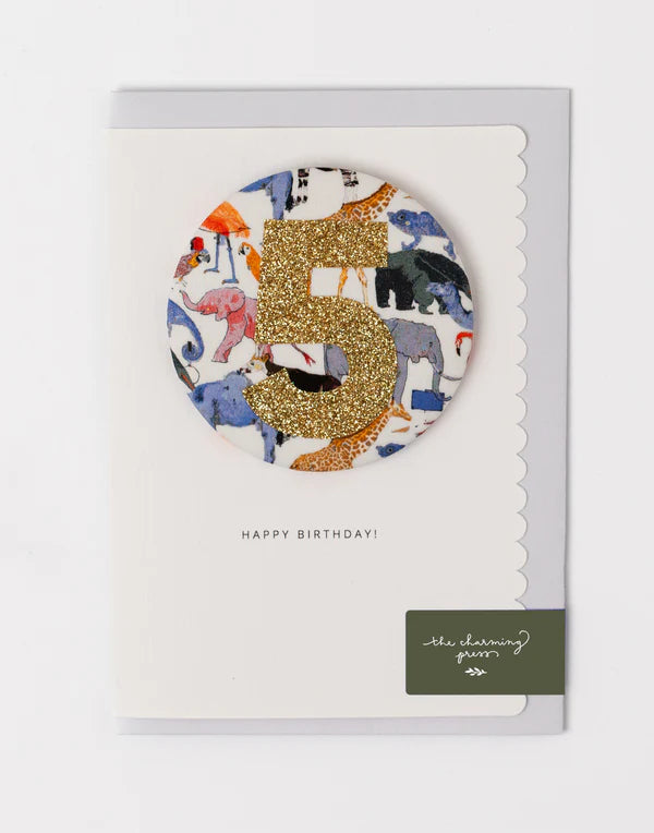 Age 5 Birthday Badge Card Queue For The Zoo