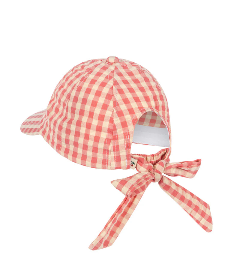 Kim Bow Cap - Pink Gingham