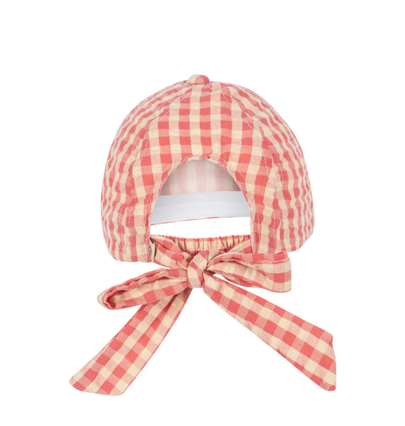 Kim Bow Cap - Pink Gingham