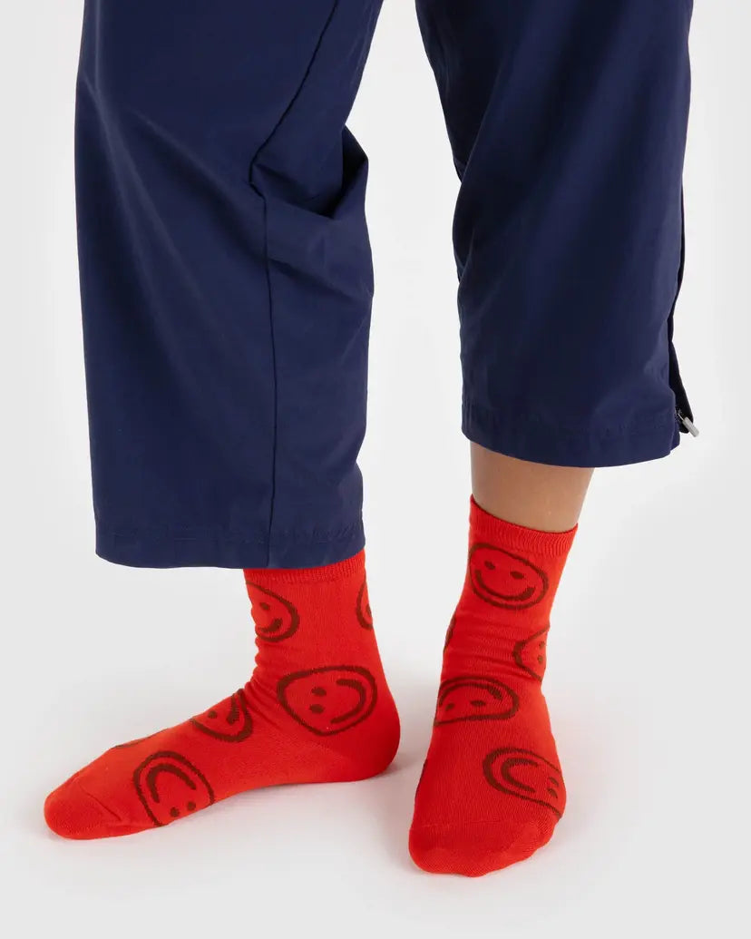 Crew Socks - Red Happy
