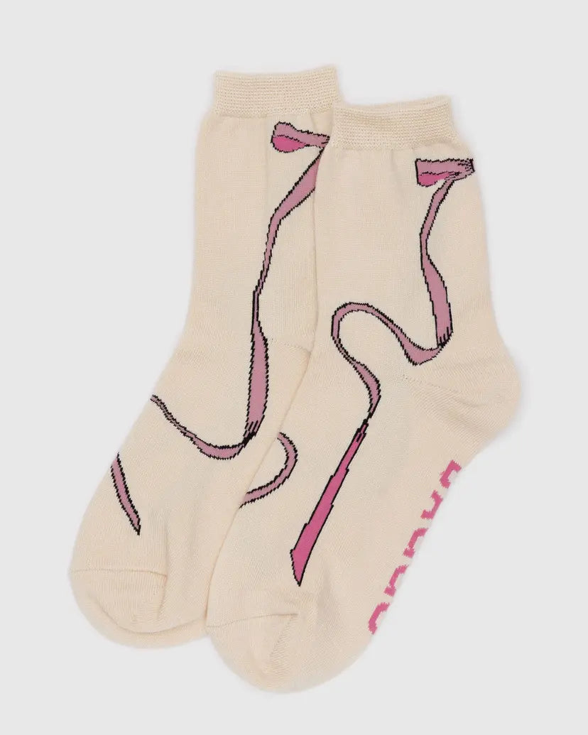 Crew Socks - Bow Pink
