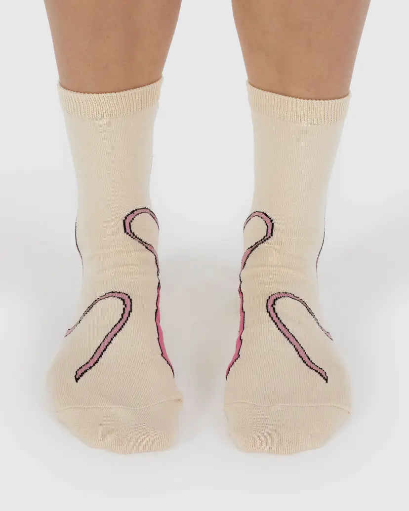 Crew Socks - Bow Pink
