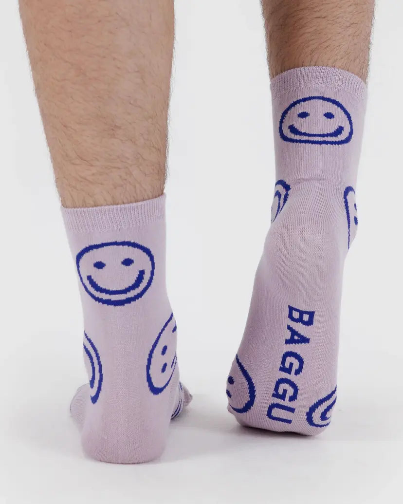 Crew Socks - Dusty Pink Happy