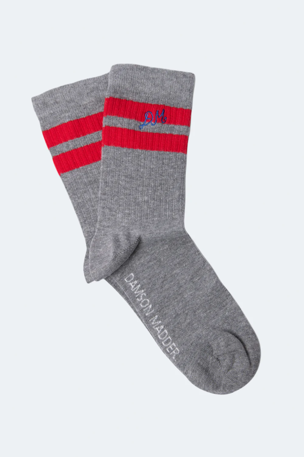 Sporty Calf Socks - Grey Marl With Red Stripe