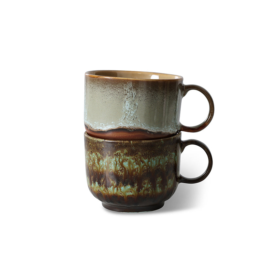 70’s Ceramics Set Of 2 Tea Cups - Odyssey