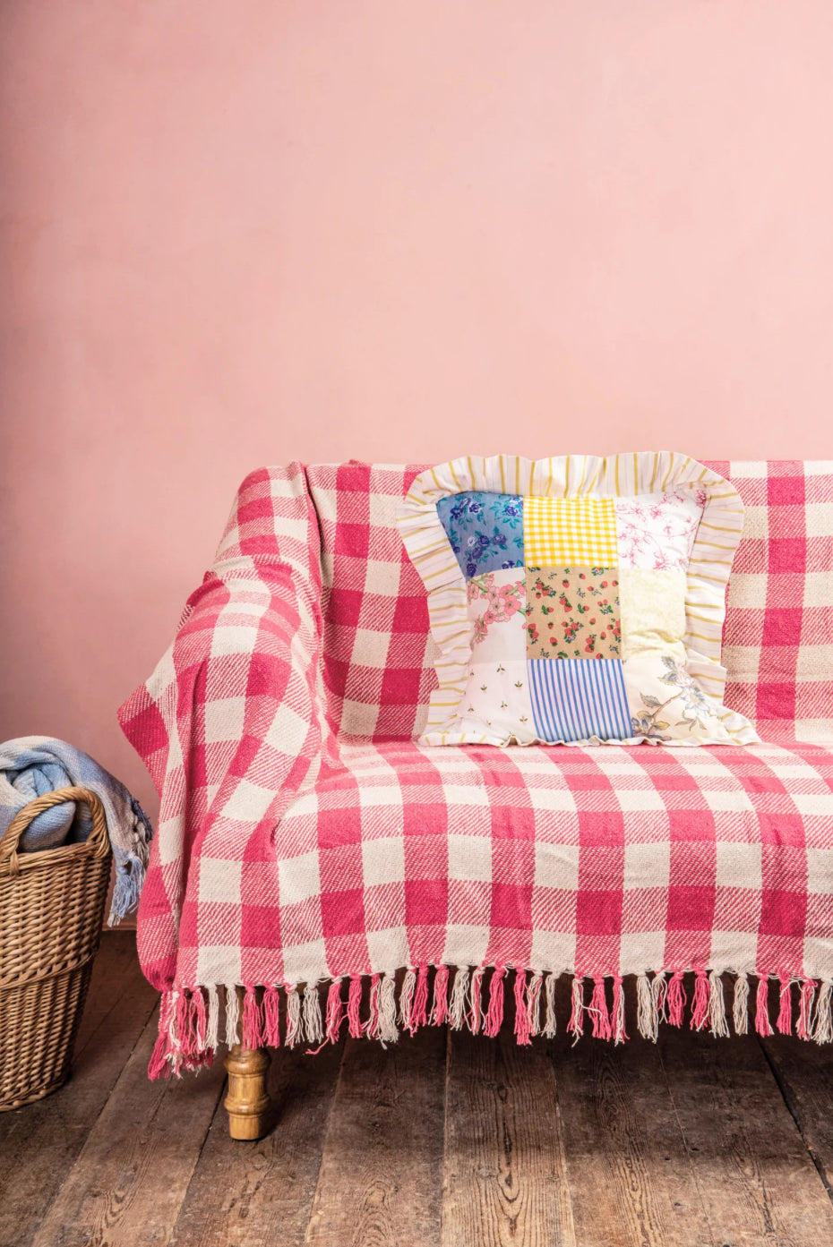 Ian Snow Dark Pink Gingham Recycled Throw