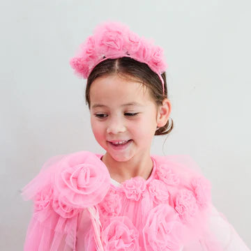 Pink Ruffle Flowers Headdress
