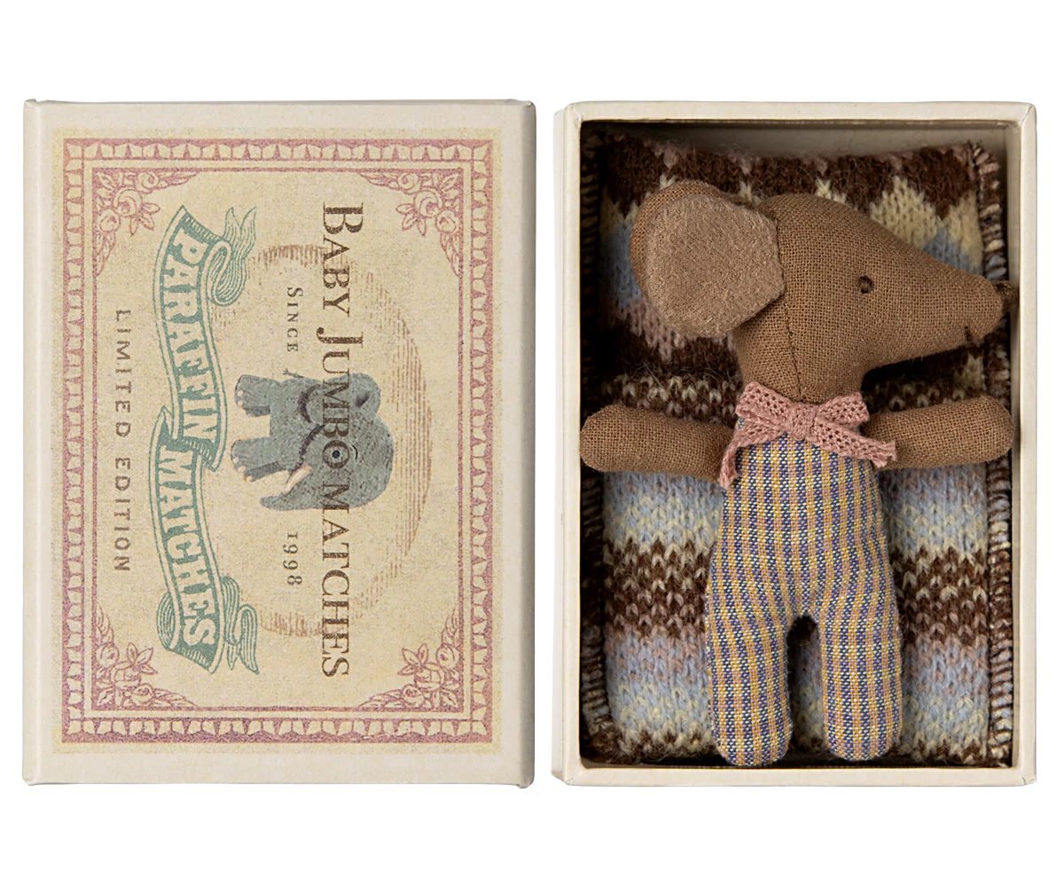 Sleepy/ Wakey Baby Girl Mouse In Matchbox