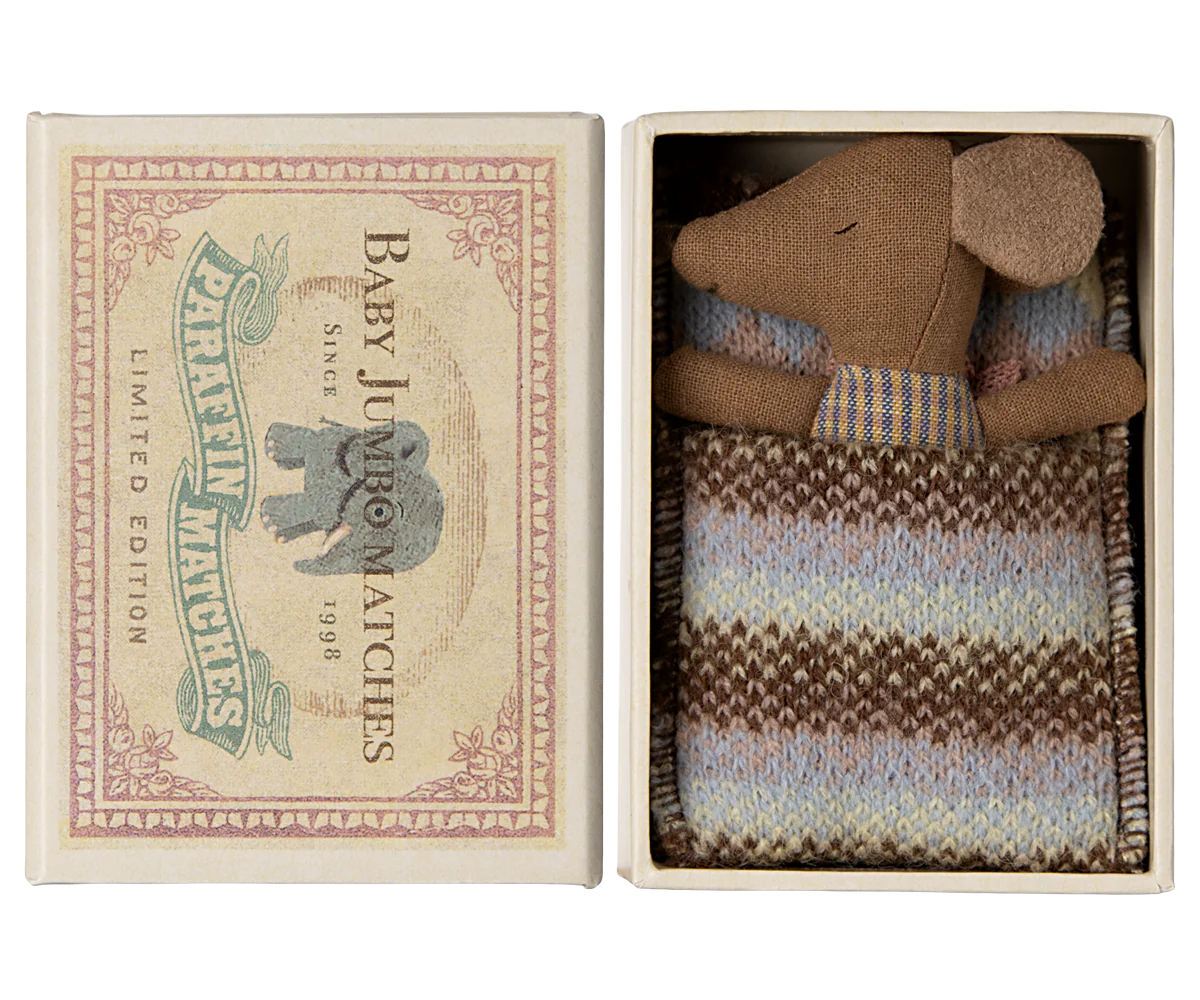 Sleepy/ Wakey Baby Girl Mouse In Matchbox