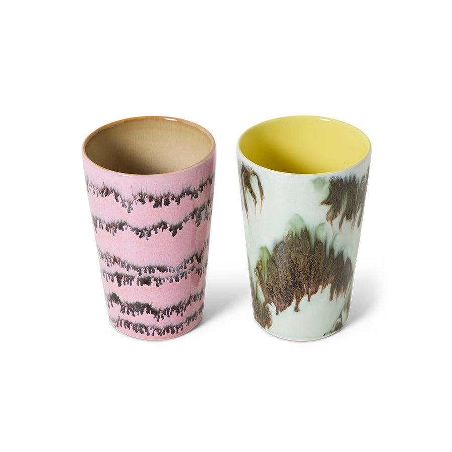 70s Ceramic: Tea Mugs Baroque Set Of Two