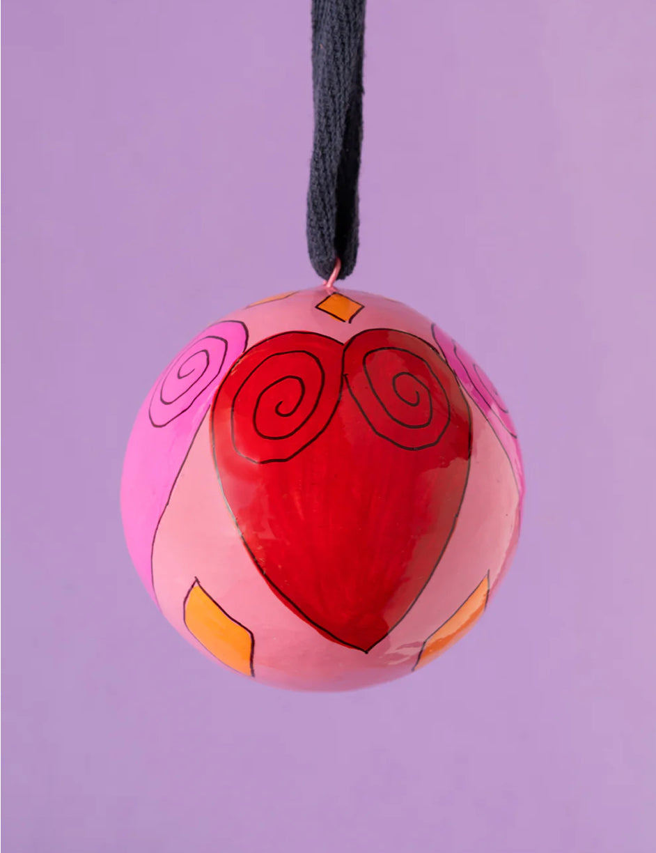 Pink & Yellow Hearts Bauble