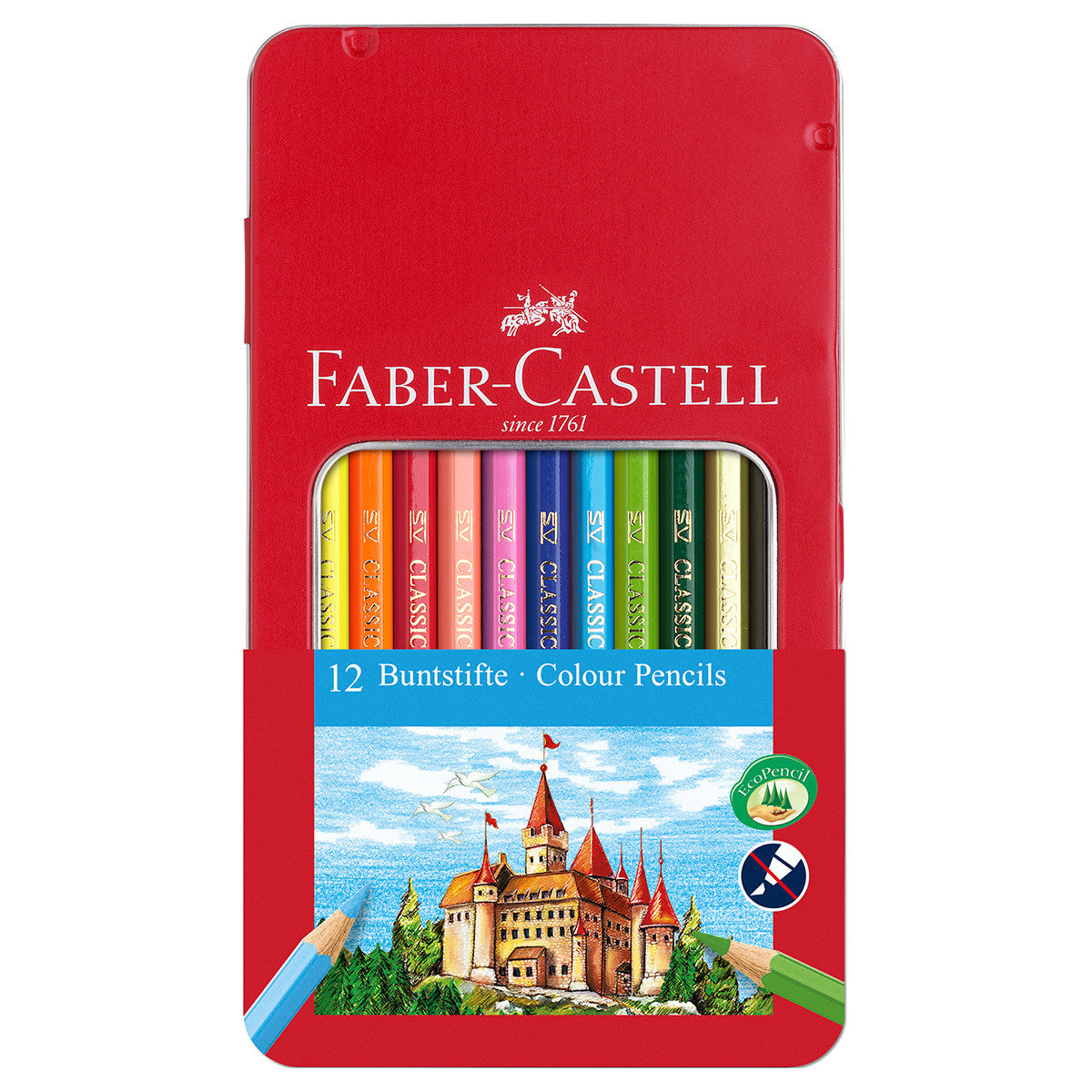 Faber Castle Hexagonal Colour Pencils Tin Of 12