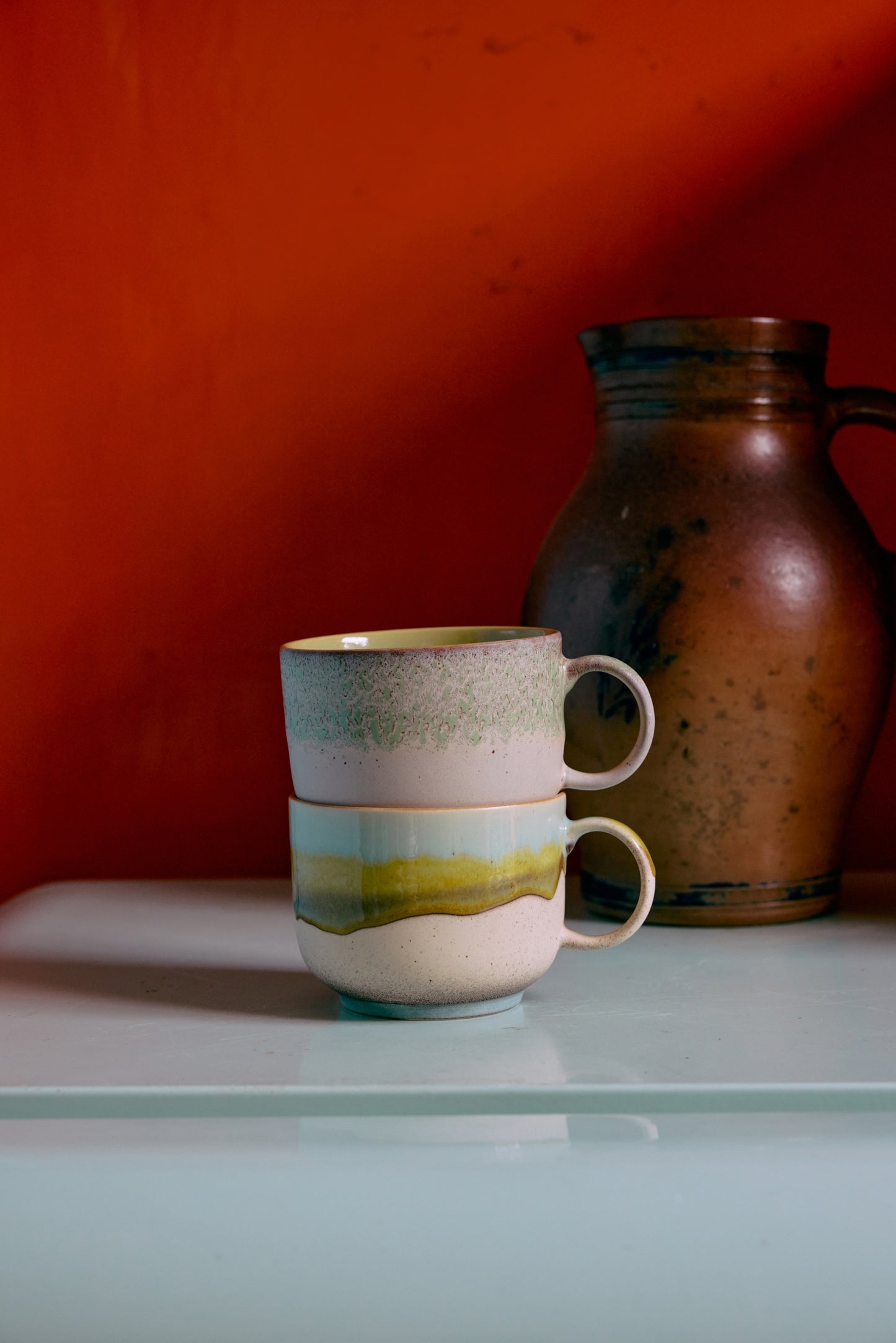 70’s Ceramics Set Of 2 Tea Cups - Neo