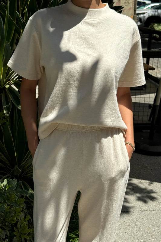 Sunset Mock Neck Tee - Naturel