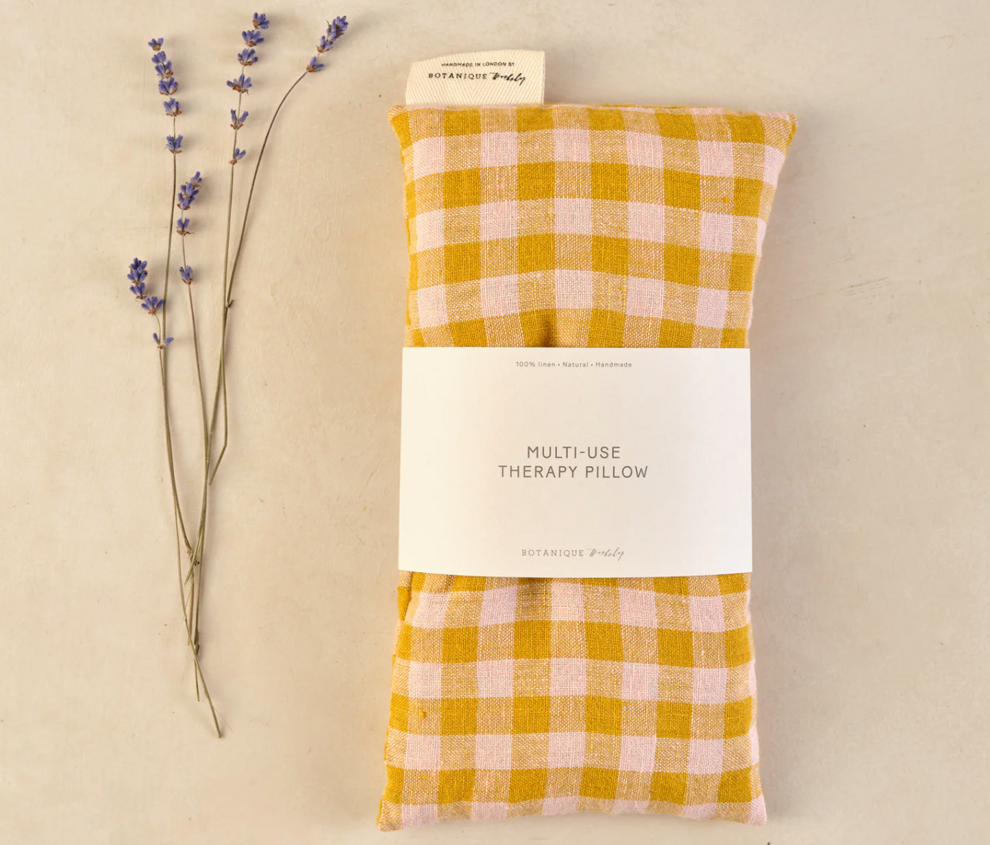 Multi-Use Large Lavender Therapy Pillow - Mustard & Pink Gingham