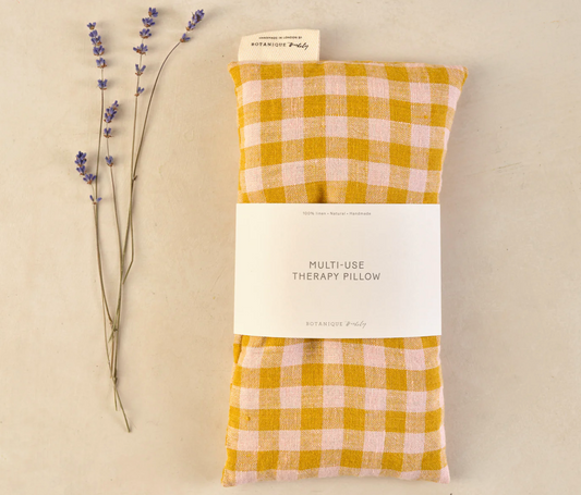Multi-Use Large Lavender Therapy Pillow - Mustard & Pink Gingham