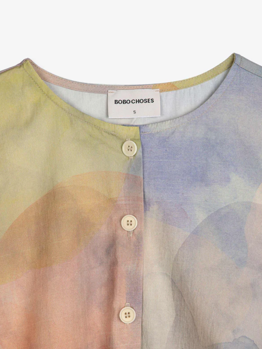 Skylight Print Collarless Blouse