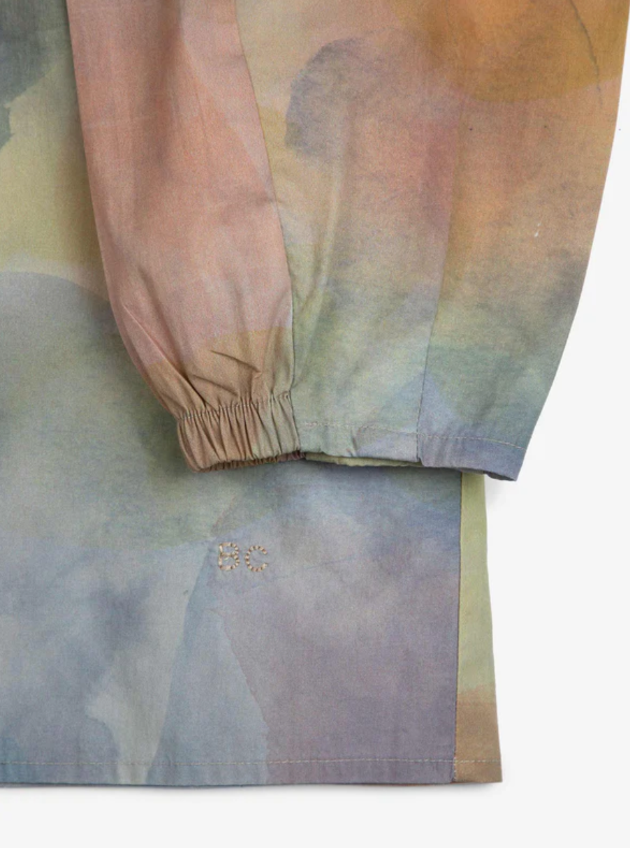 Skylight Print Collarless Blouse