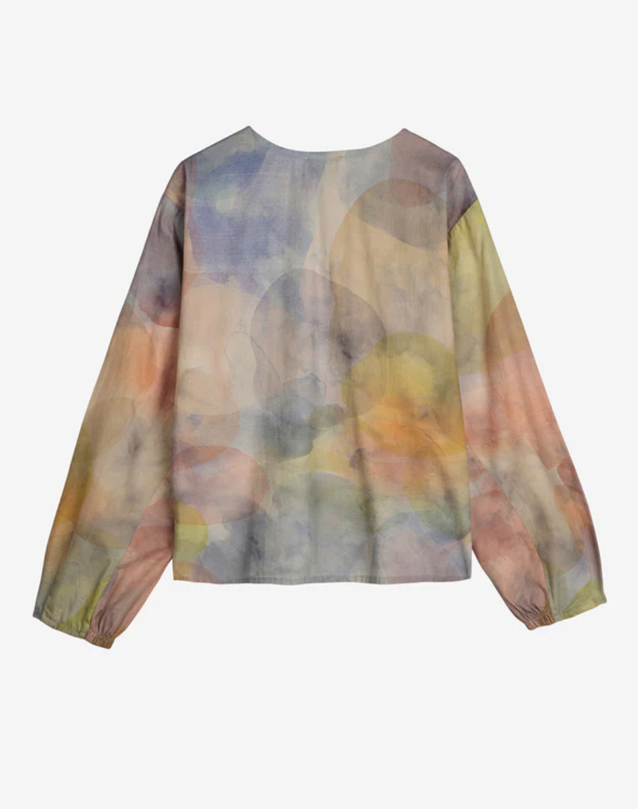 Skylight Print Collarless Blouse