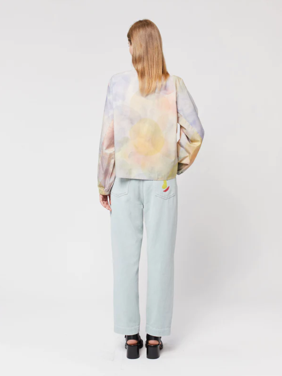 Skylight Print Collarless Blouse