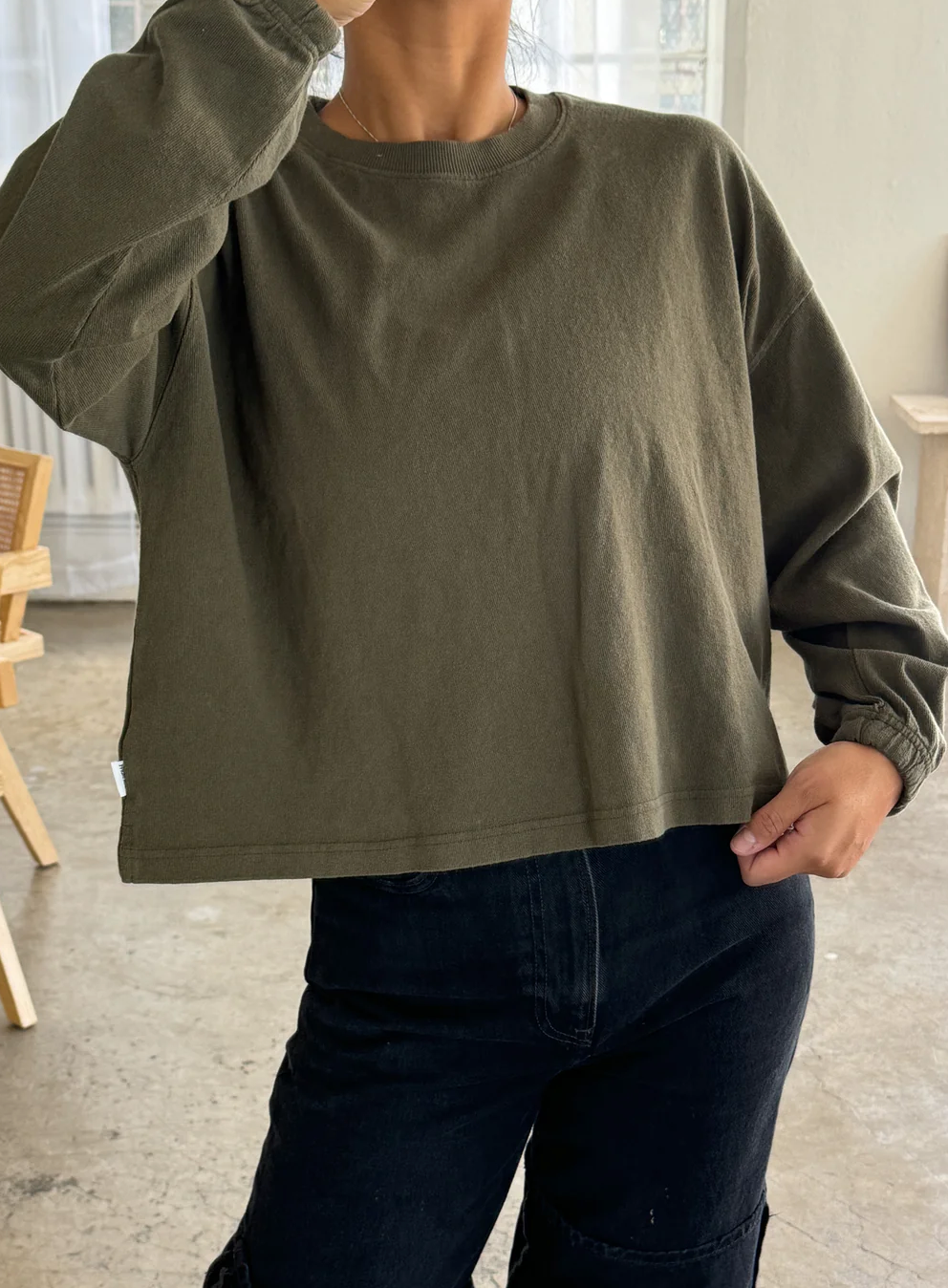 Naturelle Loose Tee: Olive