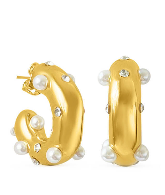 Dune Studded Pearl Hoops