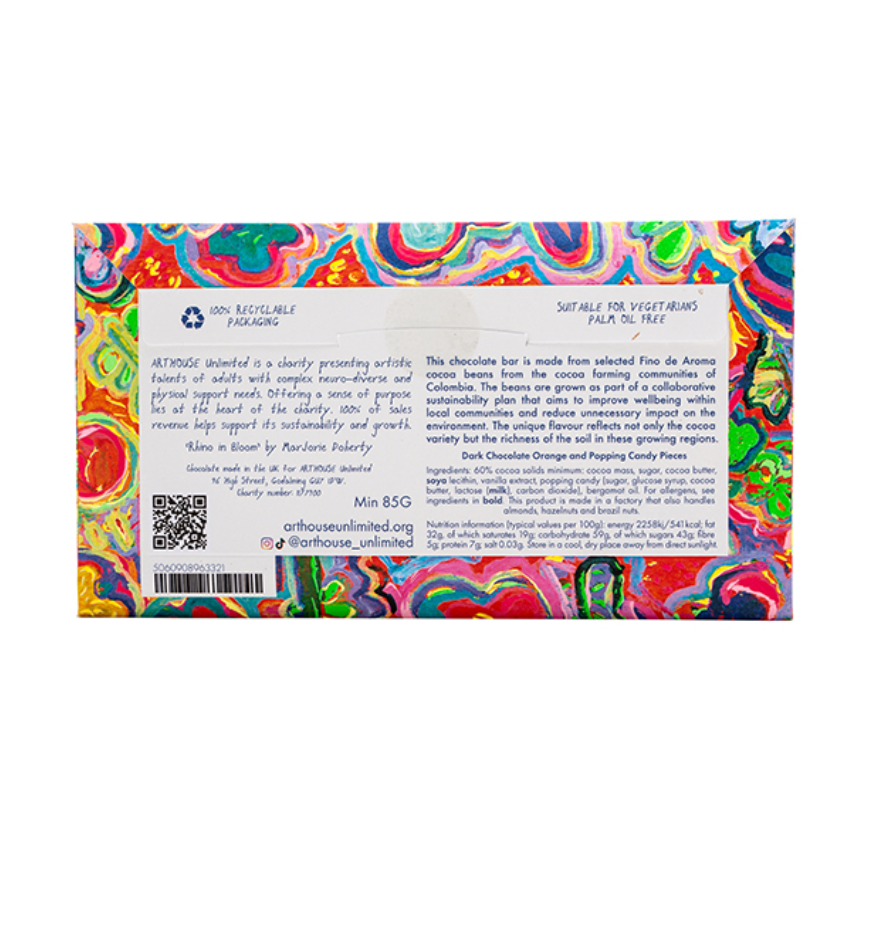 Rhino In Bloom Dark Chocolate Orange & Popping Candy