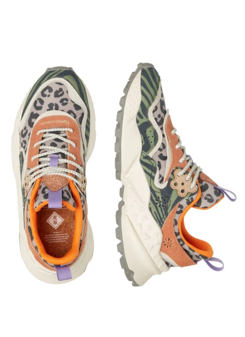 Kotetsu Woman - Suede/Nylon Animal Print - Sage/Zucca