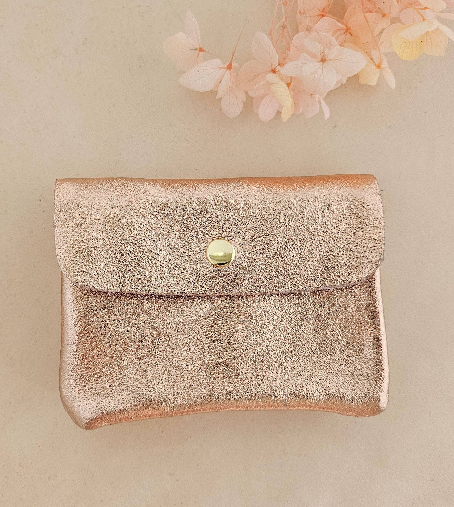 Metallic leather Kangoo wallet: Nude Metallic