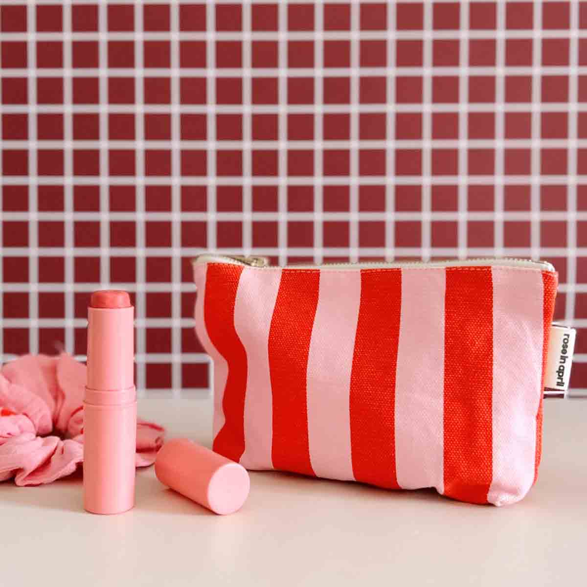 POUCH SOFIA STRIPES TOMATO / CANDY PINK: TOMATO / CANDY PINK / STRIPES
