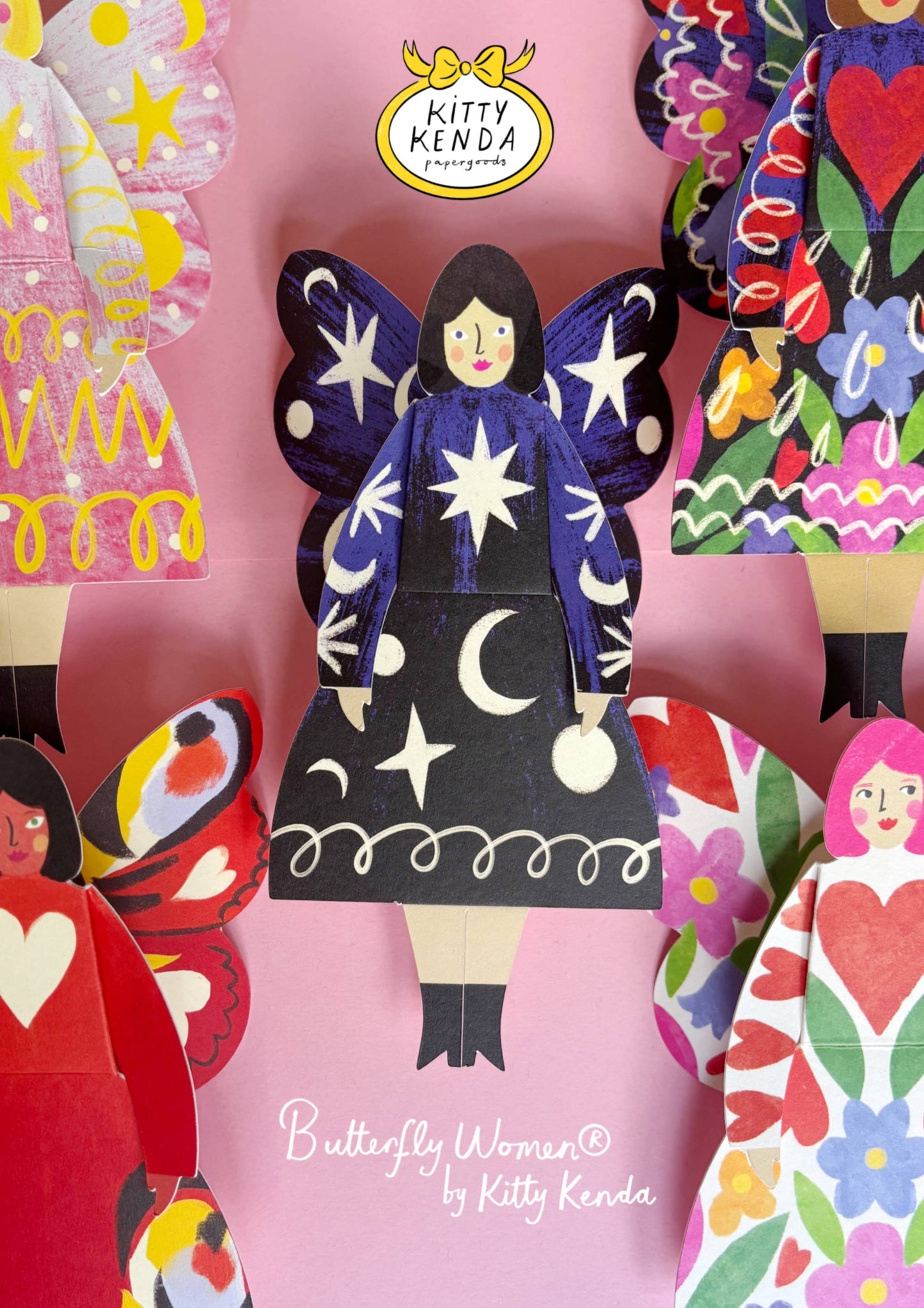 Butterfly Woman Sitting Greeting Card - Cosmic