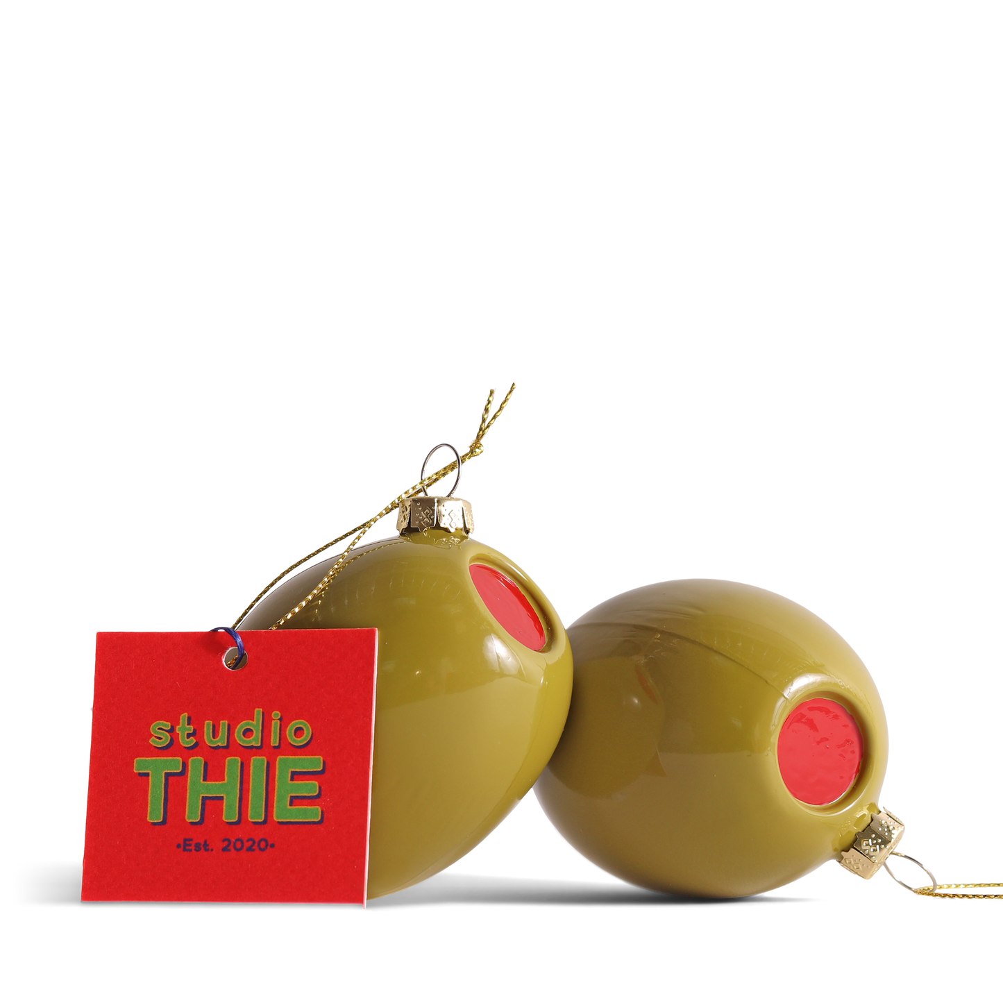 Olive Glass Decoration, 7cm