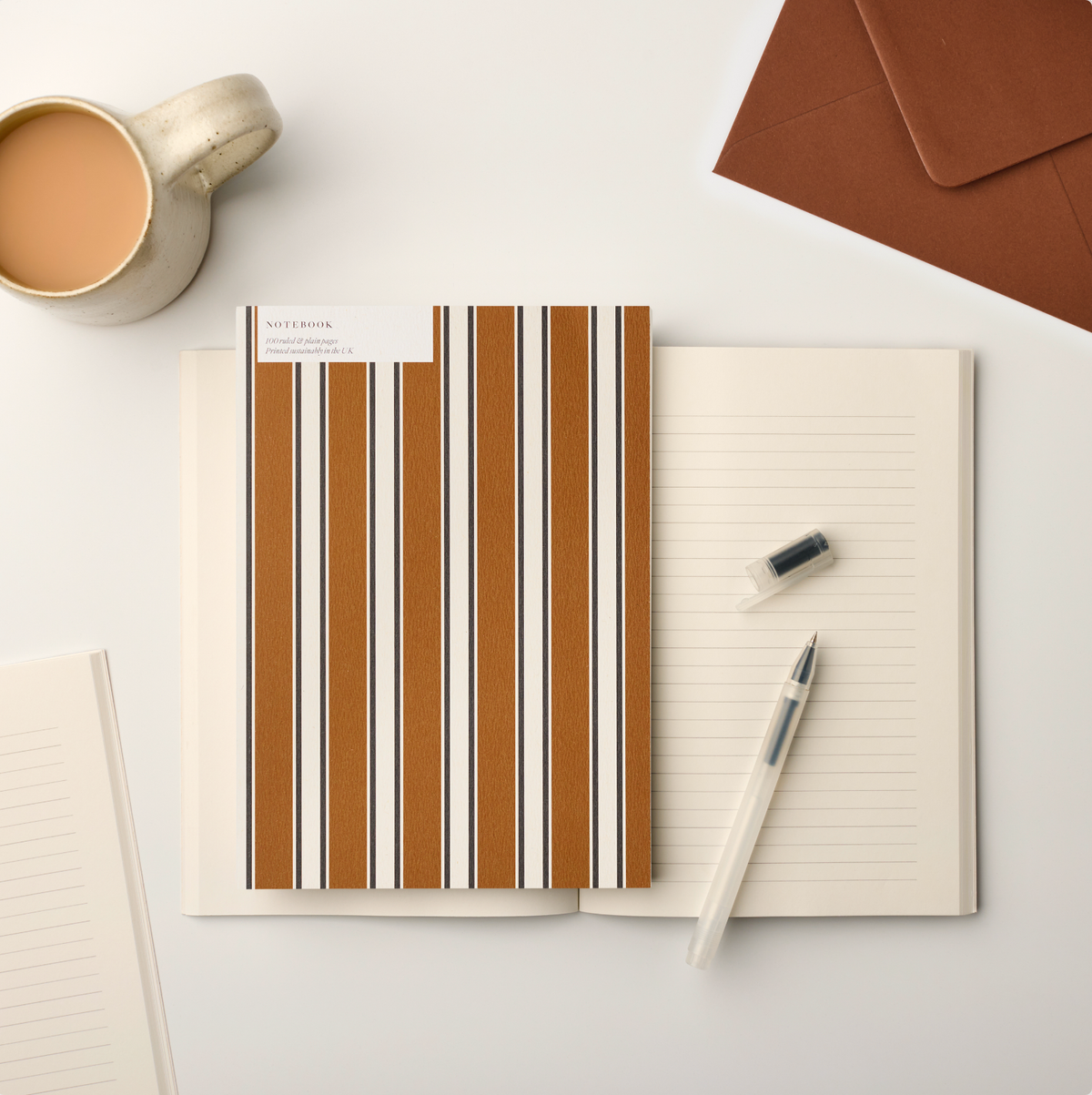 A5 RULED + PLAIN TERRACOTTA STRIPE NOTEBOOK