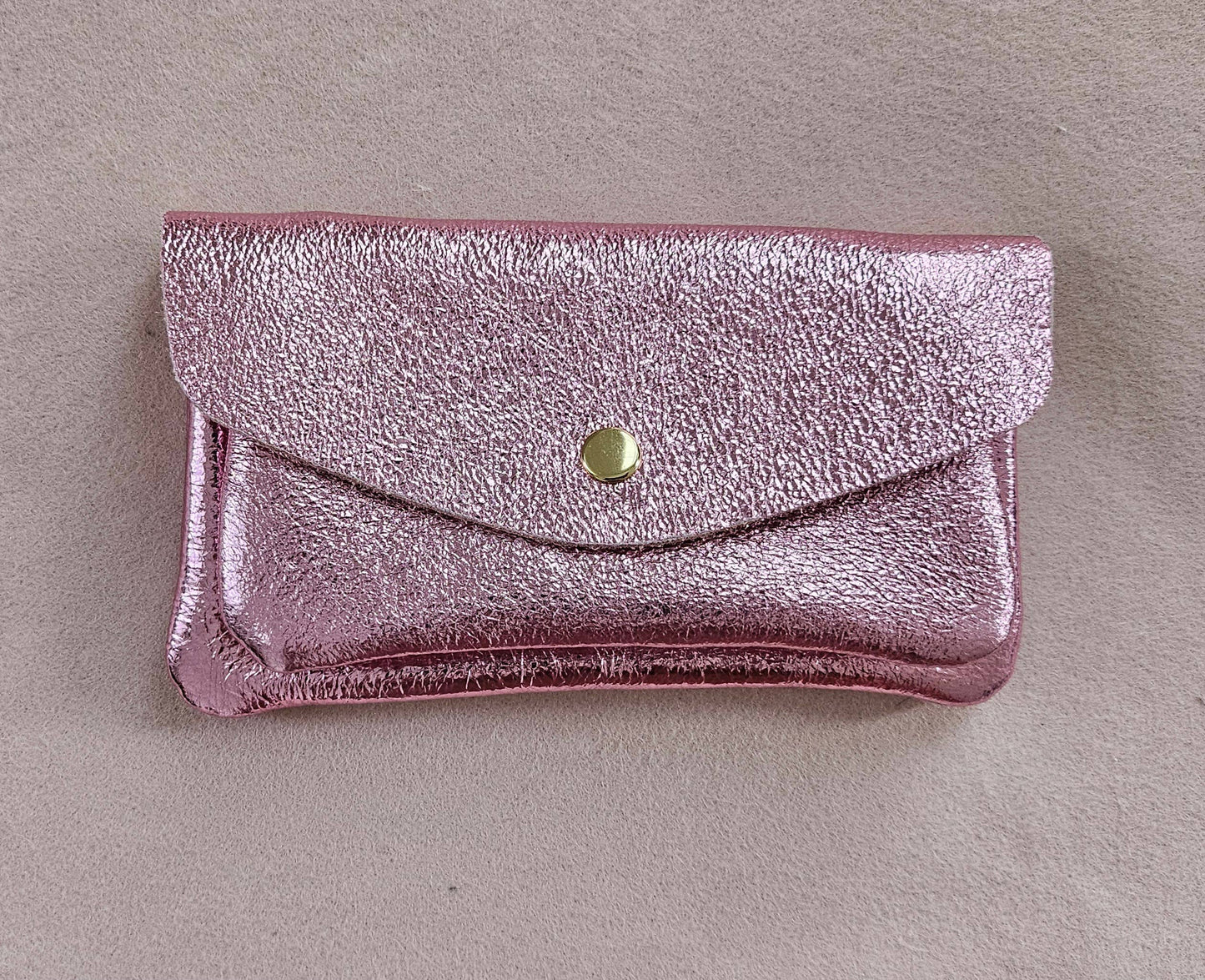 Kangaroo double pocket leather wallet: Light pink