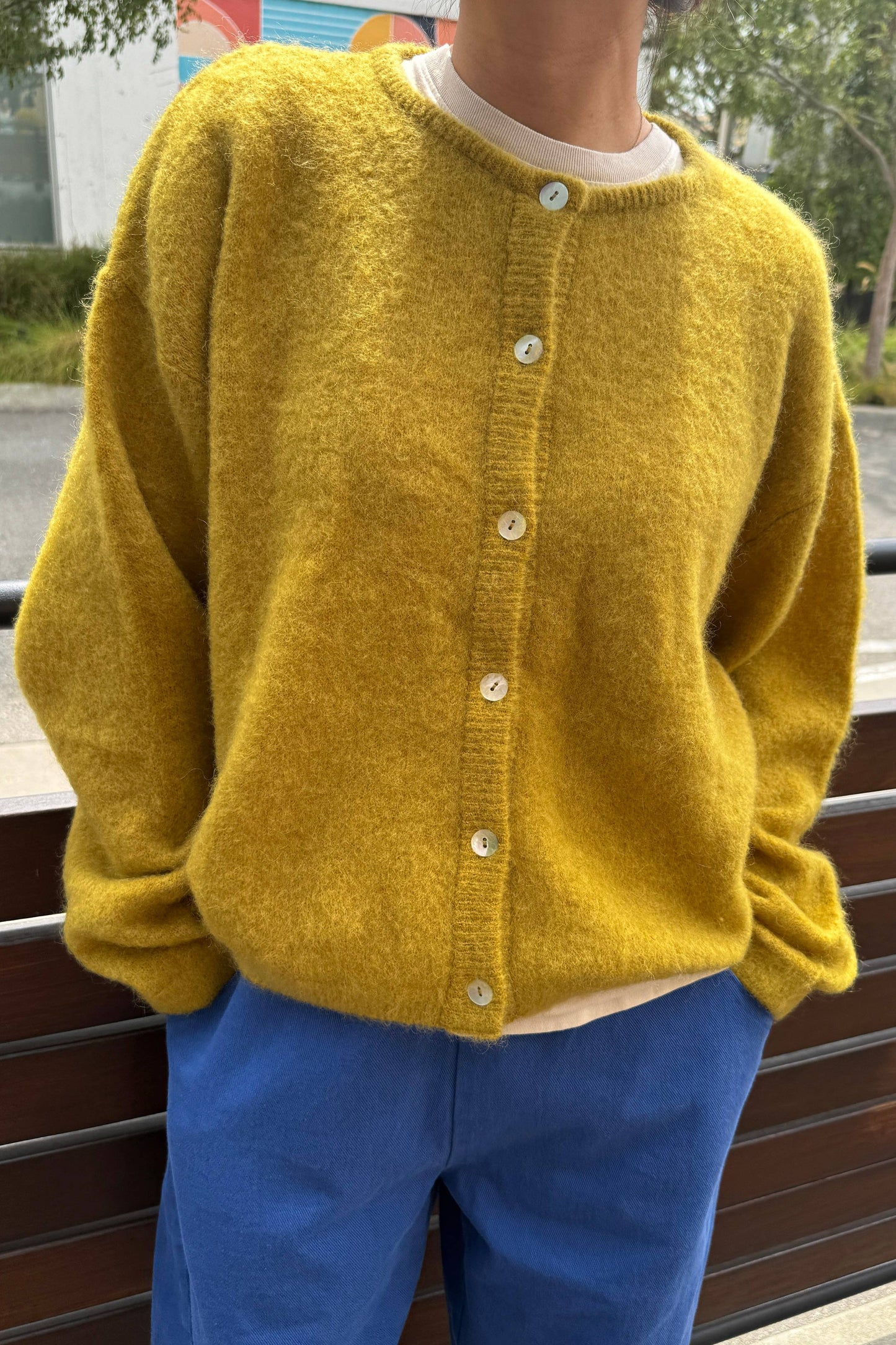 Leila Mohair Cardigan - Bistro Yellow