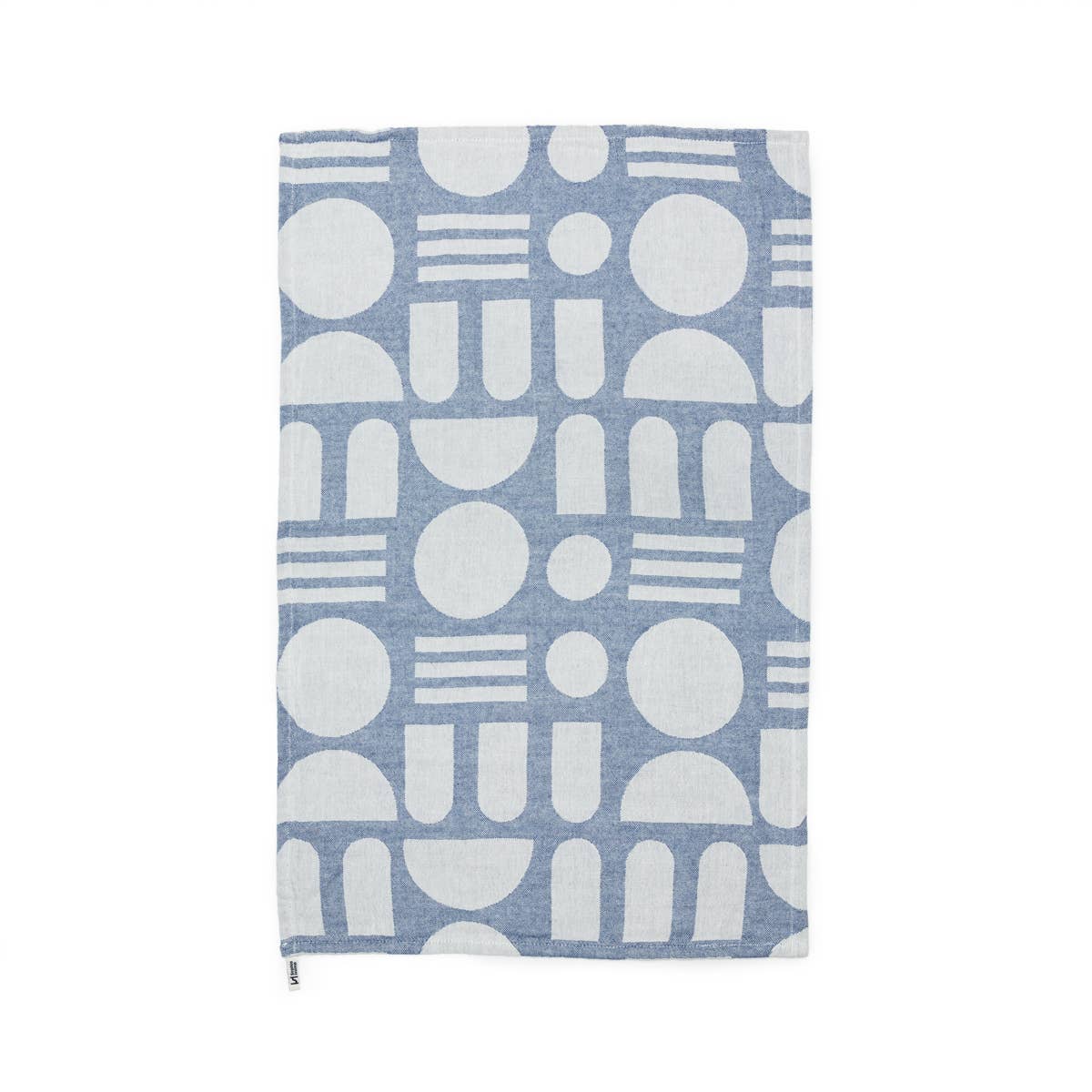 Designer Cotton Tea Towel: Stack the Dishes Cobalt