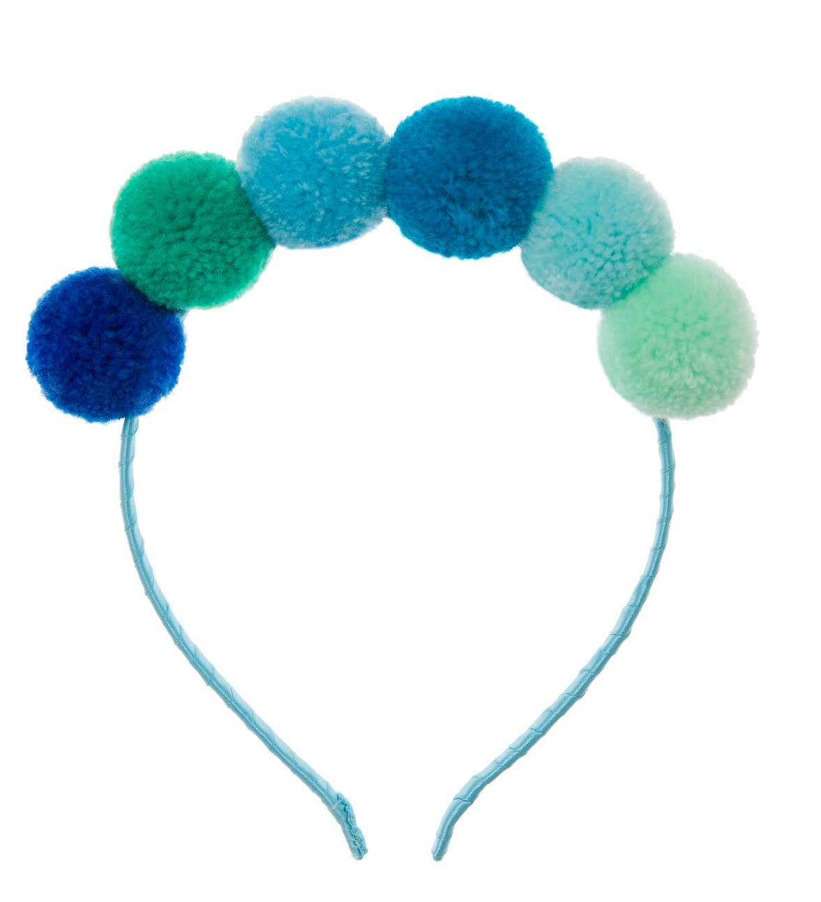 Blue Pom Pom Headband
