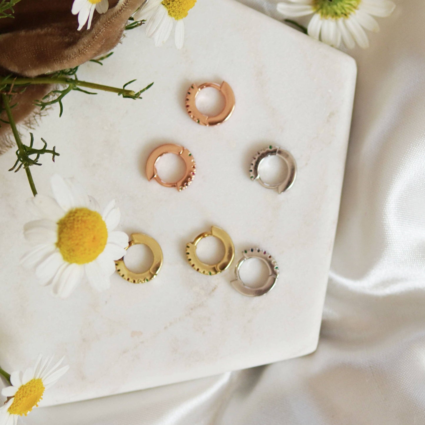 Rainbow Huggie Hoop Earrings: Gold