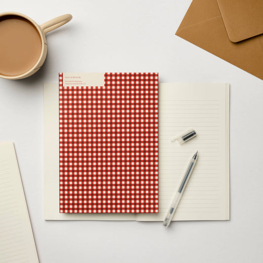 A5 Red Gingham Ruled + Plain Noteboo