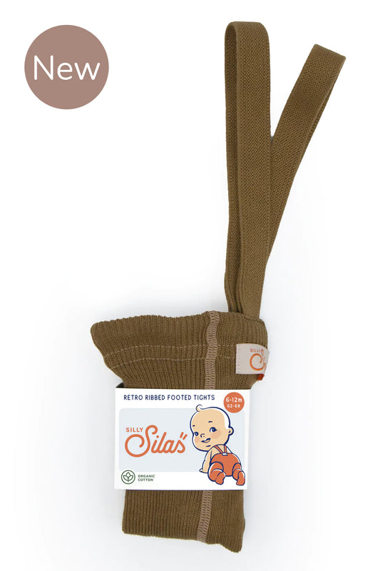 Silly Silas Footed Cotton Tights Acorn