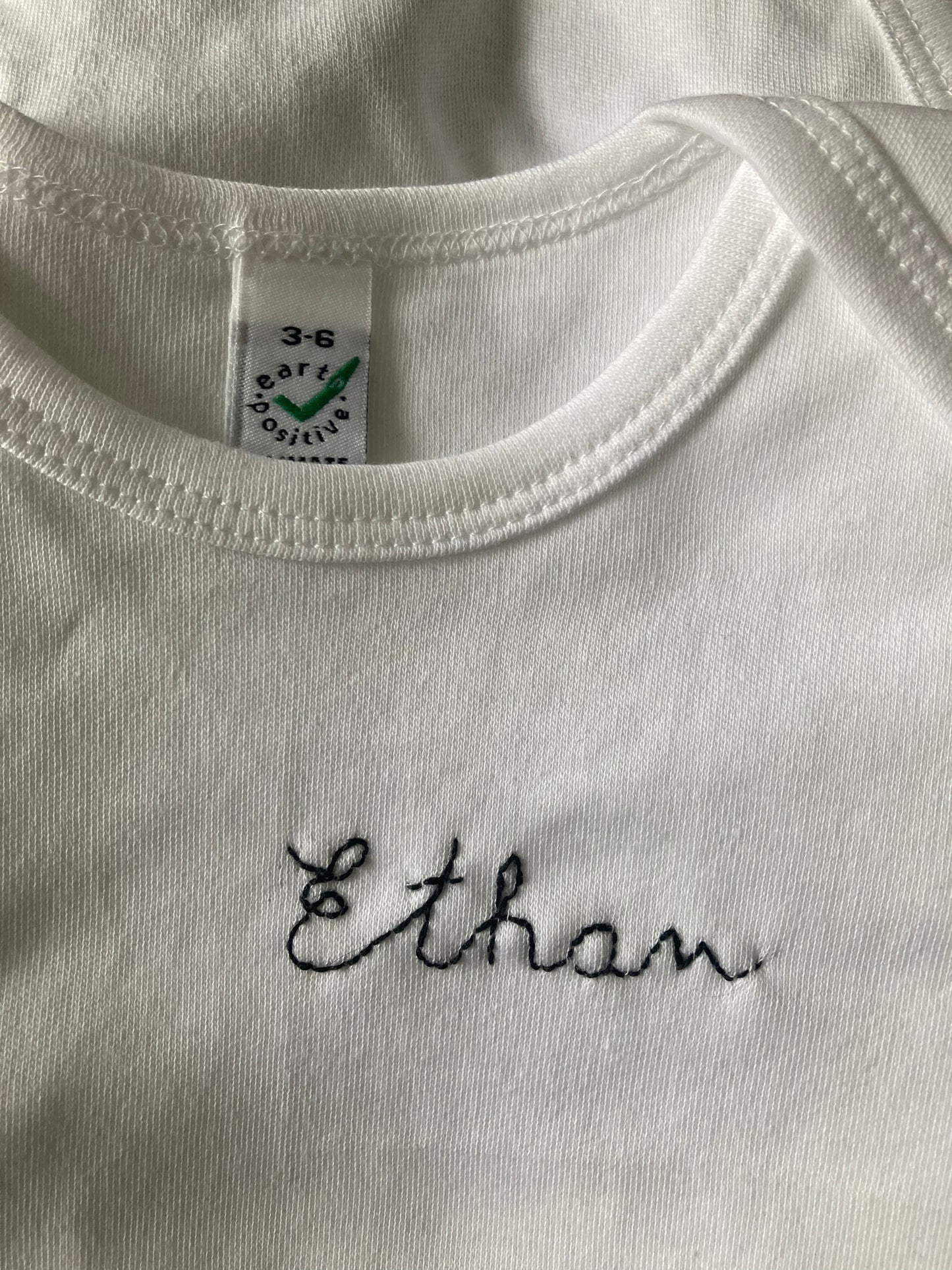 WORD Hand Embroidered Personalised Babygrow