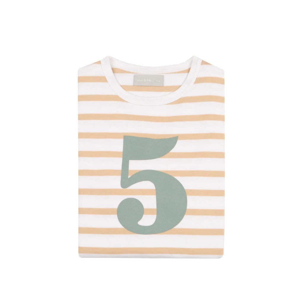 Bretton Biscuit Stripe Number Long Sleeve T-Shirt: 1 To 5