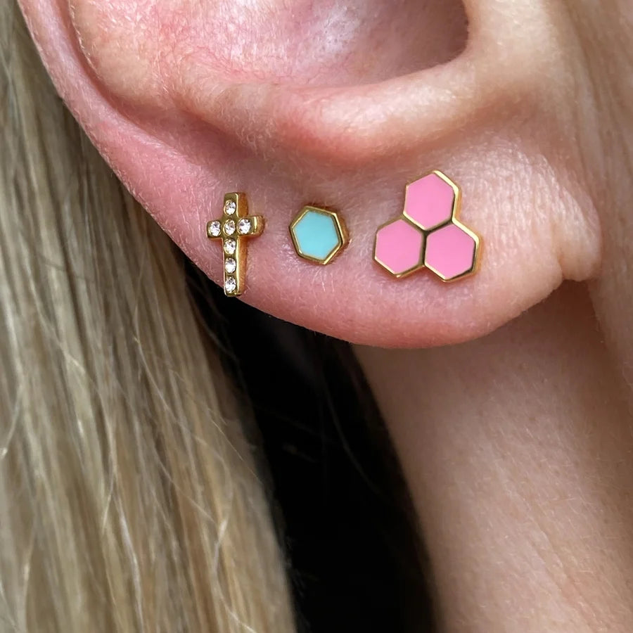 Lulu Copenhagen Cross Crystal Earring Gold