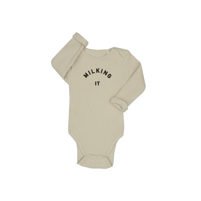 Claude & Co Milking It Oatmeal Rib Bodysuit