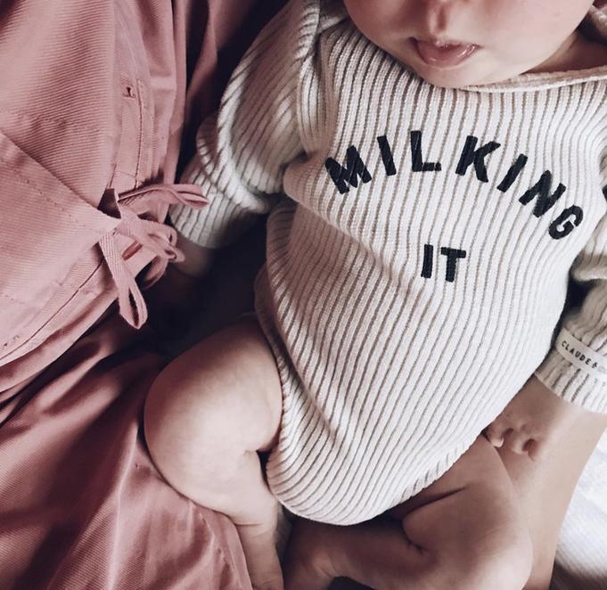 Claude & Co Milking It Oatmeal Rib Bodysuit