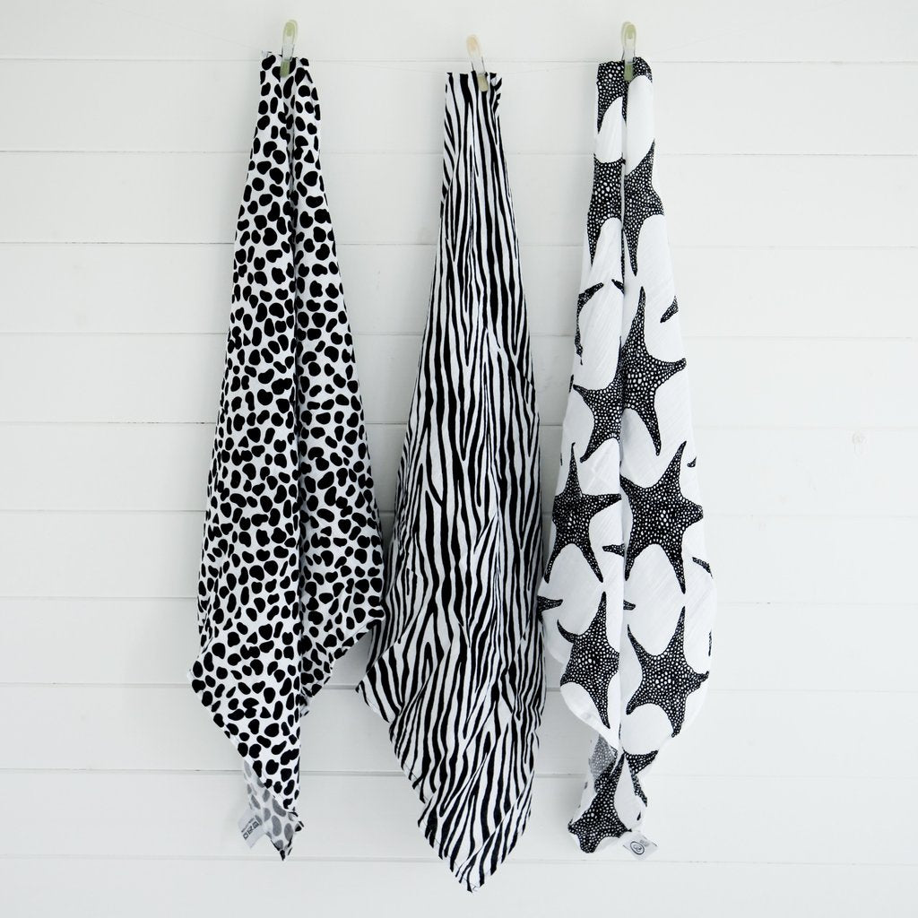 3 Sensory Muslin Squares in Animal