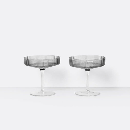 Ripple Champagne Saucers - Smoked Grey