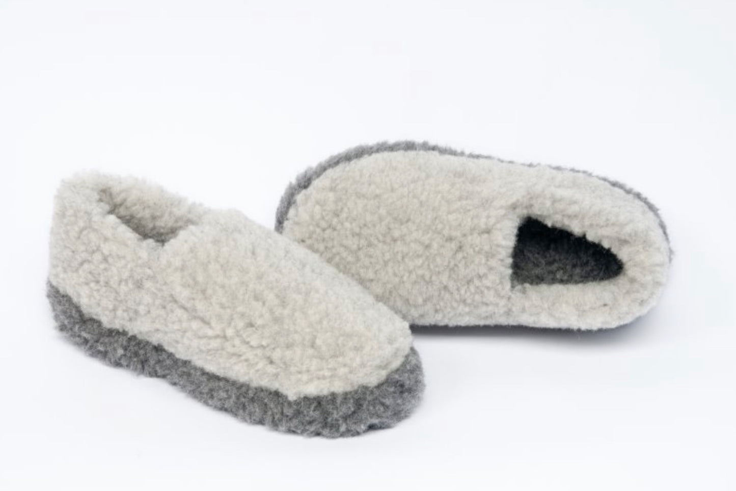 Wool Slippers Siberian Two Tone Grey
